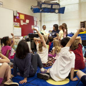 Children raising hands